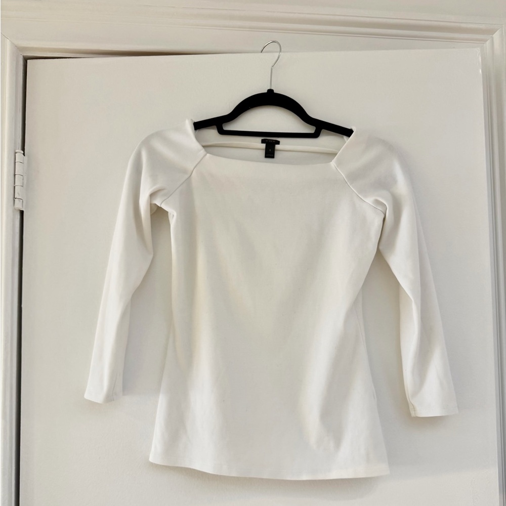NWOT J. Crew Women’s Lightweight White Stretch Cotton Blend Top. Size Small.